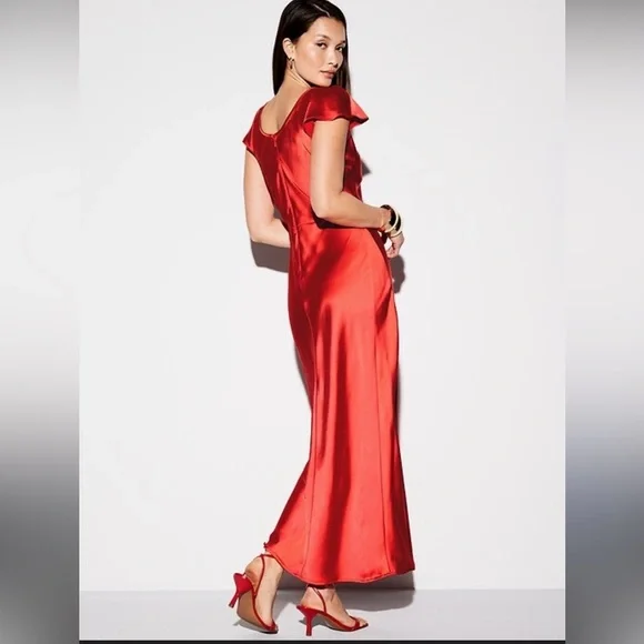 Red Satin Evening Dress - Picture 2 of 2